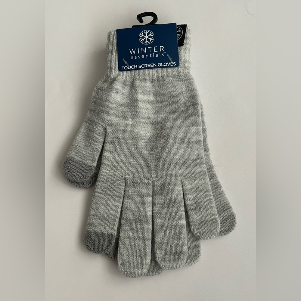 New Winter Essentials Touch Screen Gray Gloves One Size Unisex Texting Gloves
